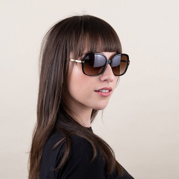Michael Kors MK2024 316213 Sunglasses Havana/Gold Square Frame, Grey Lenses main image 10